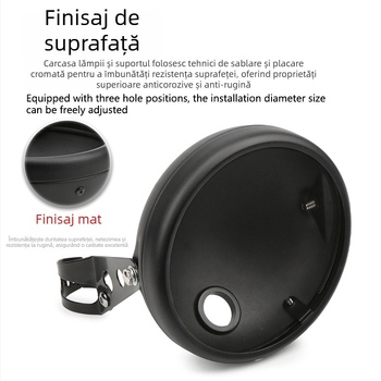 Carcasă metalică a farului pentru motocicletă Harley, far LED retro modificat de 7 inch, cu suport frontal
