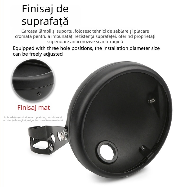 Carcasă metalică a farului pentru motocicletă Harley, far LED retro modificat de 7 inch, cu suport frontal