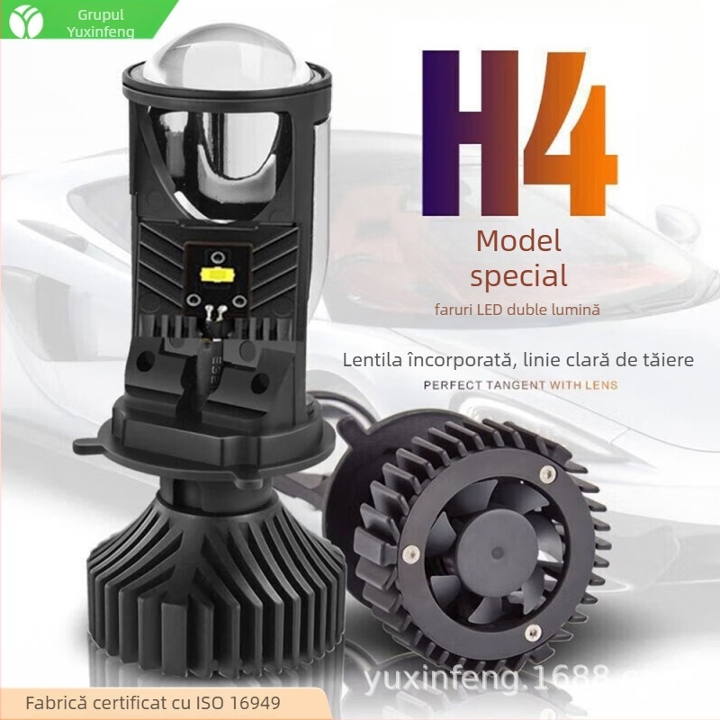 Far LED cu lentilă T9, cu fascicul H4 integrat înalt/jos — 70W, 12V, 6000LM, IP68