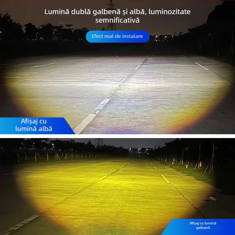 Faruri auto universale, carcasă din aluminiu aeronautic, iluminare albă și galbenă, fascicule de înaltă intensitate, faruri aftermarket