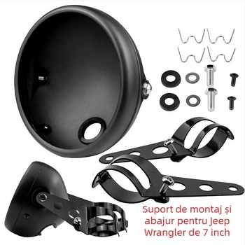 Far motocicletă Harley-retro cu corp din aluminiu, LED, 9-36V, 4000 lm, adaptor suport H4–H13