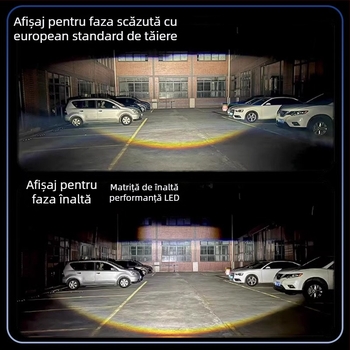Far LED pentru motocicletă cu lentilă laser, fascicul puternic, fază mare și fază mică, două culori, H4 plug-in