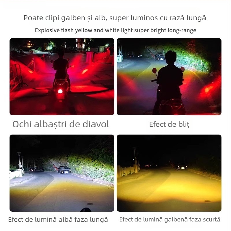 Spot LED cu strob extern pentru motociclete și vehicule electrice, far cu laser