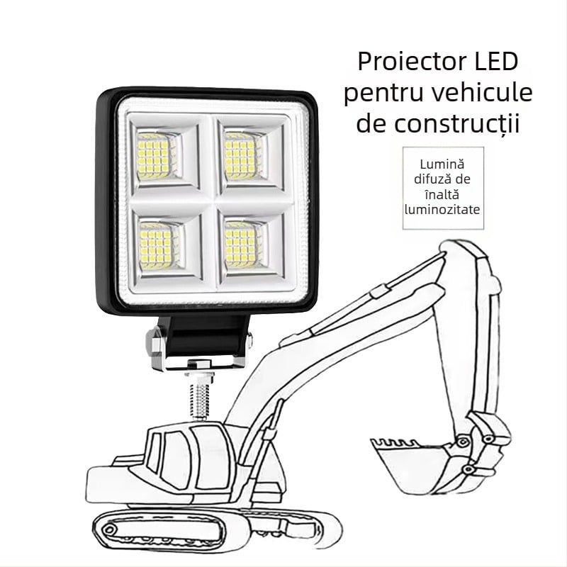 Lumină LED pentru excavator 12V/24V — far frontal și lumină de mers înapoi, foarte puternică, aluminiu