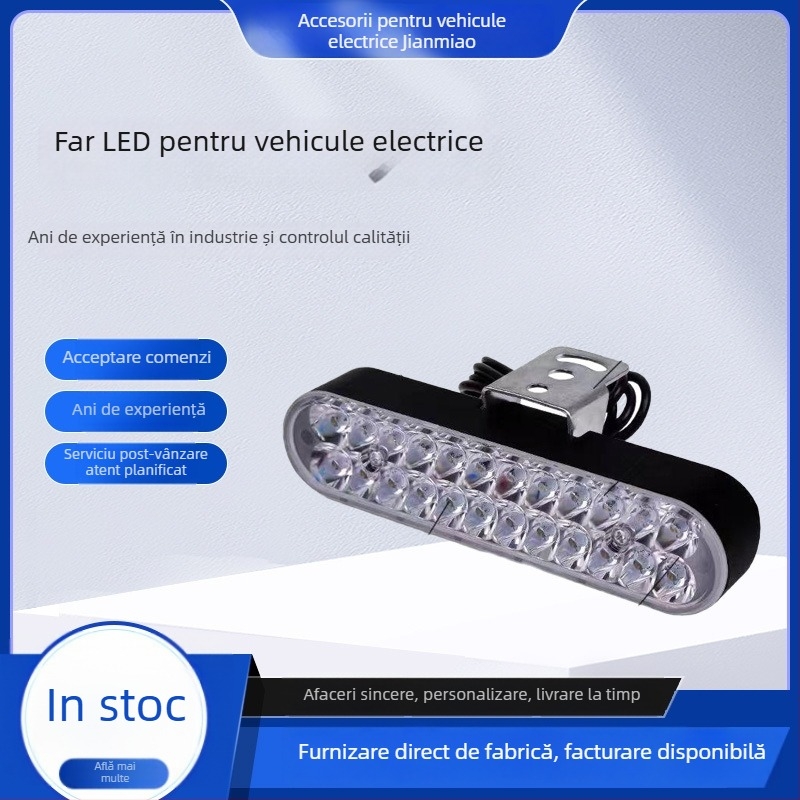 Lampă frontală pentru motocicletă cu 24 LED, bandă LED externă, corp din aluminiu, 12-80V universal