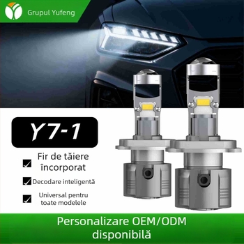 Far LED de mașină cu fascicul înalt și integrat, compatibil 9005/H4/H7, Model Y7-1, 40W, 12V, 3000lm, IP68