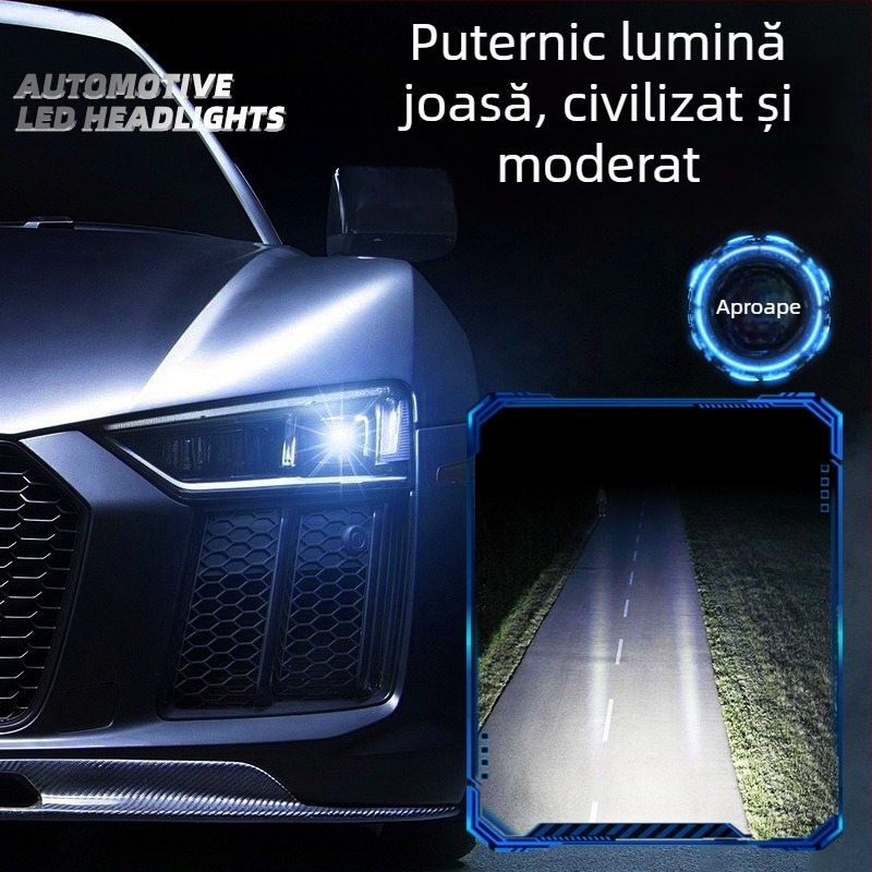 Far LED de mașină cu fascicul înalt și integrat, compatibil 9005/H4/H7, Model Y7-1, 40W, 12V, 3000lm, IP68