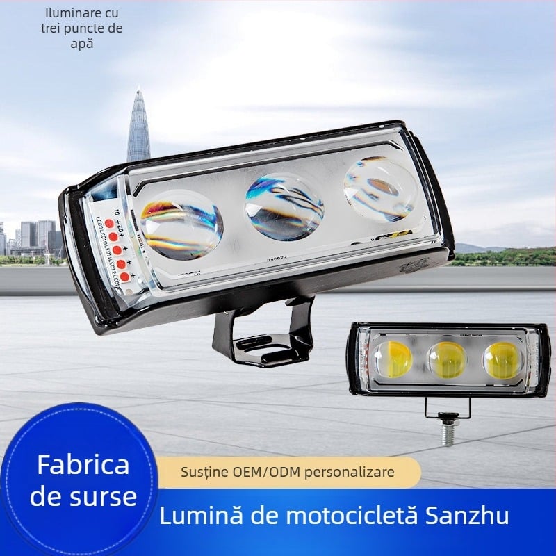 Faruri LED pentru motocicletă, carcasă din aluminiu, design pătrat, 12-80V, IP67, flux luminos 3000-6500 lm (aluminiu; design pătrat; 12-80V; IP67; 3000-6500 lm)