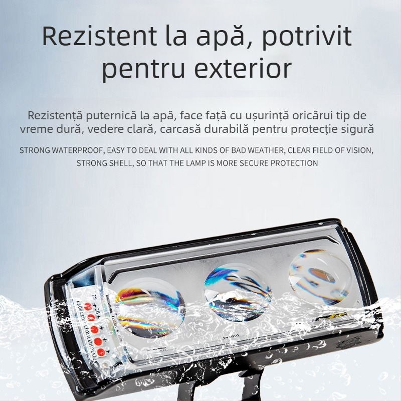 Faruri LED pentru motocicletă, carcasă din aluminiu, design pătrat, 12-80V, IP67, flux luminos 3000-6500 lm (aluminiu; design pătrat; 12-80V; IP67; 3000-6500 lm)