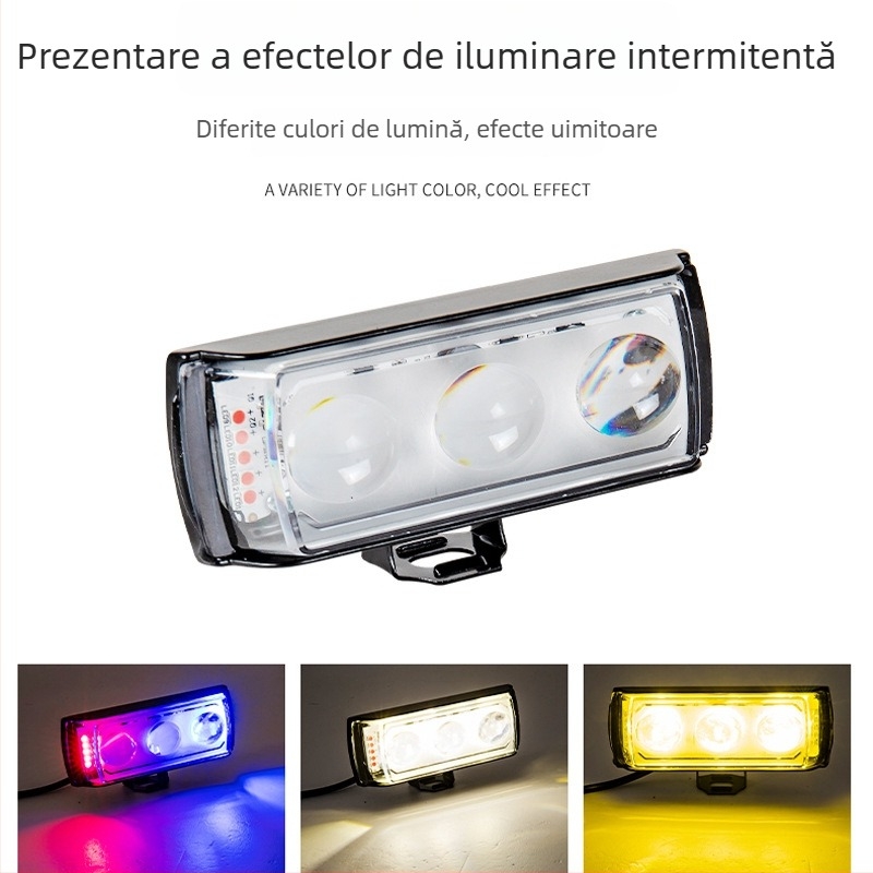Faruri LED pentru motocicletă, carcasă din aluminiu, design pătrat, 12-80V, IP67, flux luminos 3000-6500 lm (aluminiu; design pătrat; 12-80V; IP67; 3000-6500 lm)