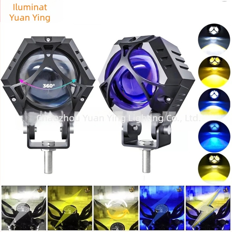 Proiector pentru motocicletă M1 Pro — LED 60W, carcasă din aluminiu de avion, cupă reflectorizantă, zece moduri de iluminare, model G0060