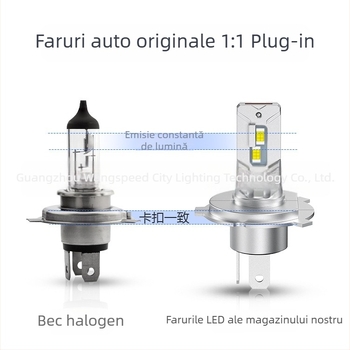 Faro LED H4 integrat pentru mașini și motociclete, model W02-H4, 13W, 12V, flux luminos 4000 lm, durată de viață 50.000 h
