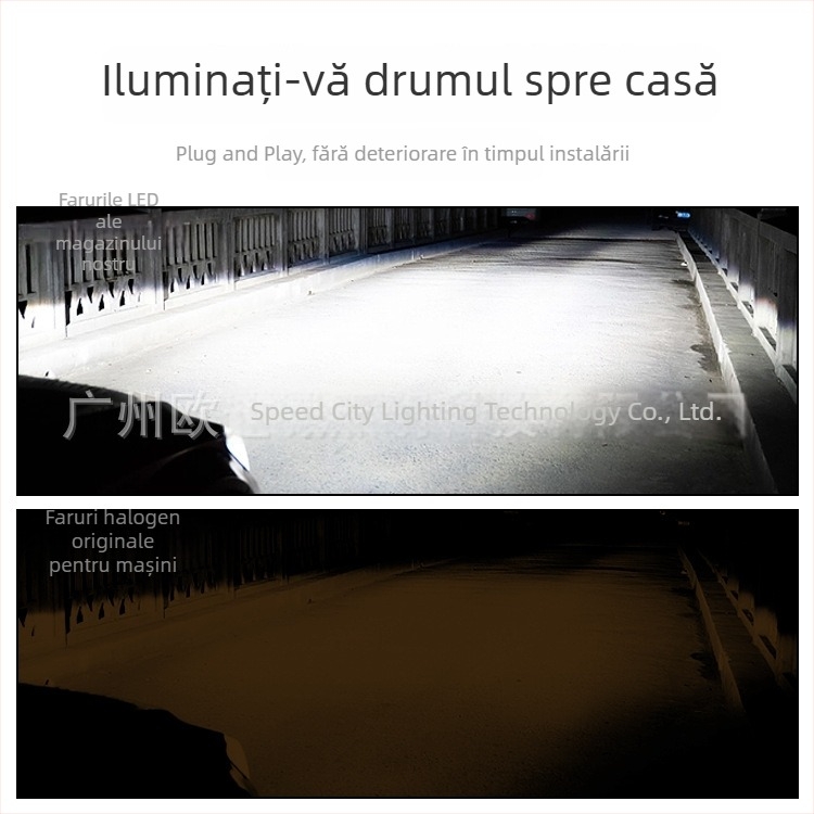 Faro LED H4 integrat pentru mașini și motociclete, model W02-H4, 13W, 12V, flux luminos 4000 lm, durată de viață 50.000 h