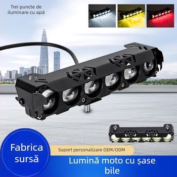 Far pentru motocicletă LED cu șase diode, far frontal cu lentilă, 32W, 12-80V, IP67, 3000–6500 lm