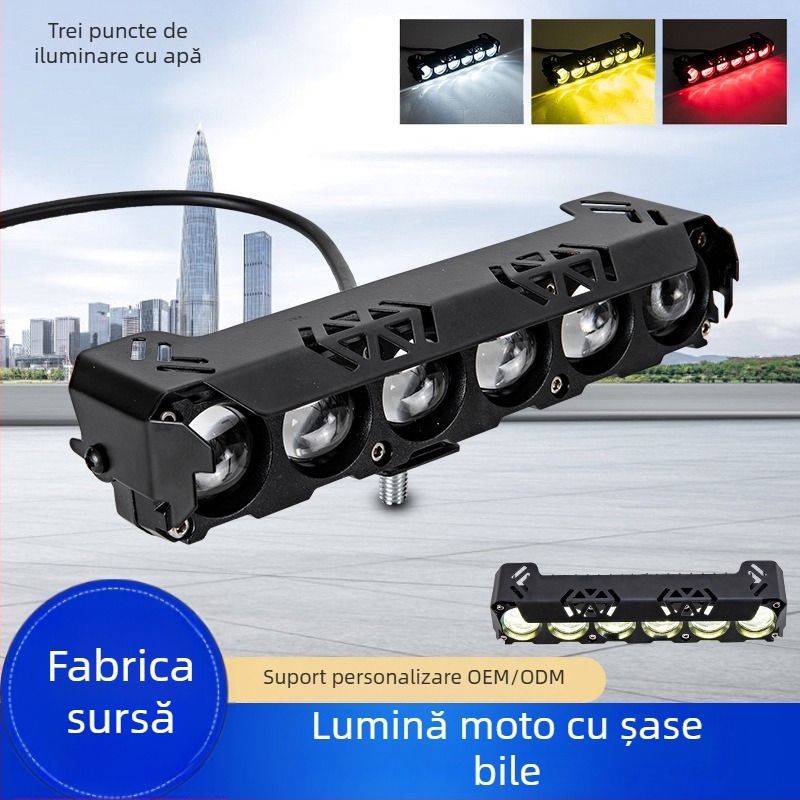 Far pentru motocicletă LED cu șase diode, far frontal cu lentilă, 32W, 12-80V, IP67, 3000–6500 lm