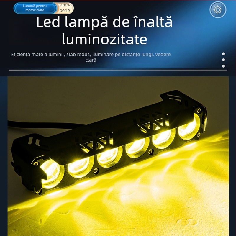 Far pentru motocicletă LED cu șase diode, far frontal cu lentilă, 32W, 12-80V, IP67, 3000–6500 lm