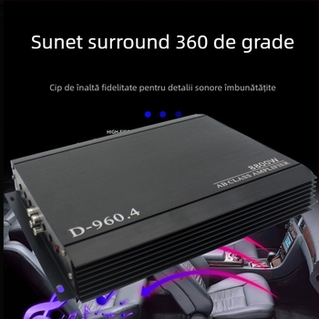 Amplificator auto audio, 4 canale, 8800W, 12V, din aliaj de aluminiu