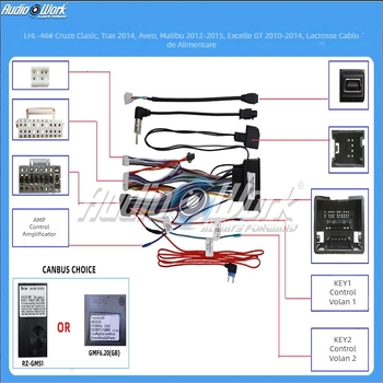 Cablu de alimentare pentru unitatea Android de navigație și upgrade audio în mașină – 12V, Material: plastic și metal, compatibil cu Chevrolet Cruze, Trax, Aveo, Malibu, Excelle, Regal