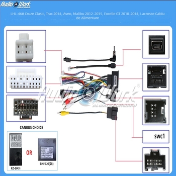 Cablu de alimentare pentru unitatea Android de navigație și upgrade audio în mașină – 12V, Material: plastic și metal, compatibil cu Chevrolet Cruze, Trax, Aveo, Malibu, Excelle, Regal