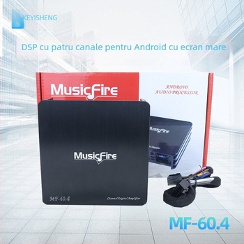 Amplificator DSP auto MF-60.4 pentru dispozitive Android cu ecran mare | 4×60W RMS, DC 10.5–14.8V, carcasă din aliaj de aluminiu