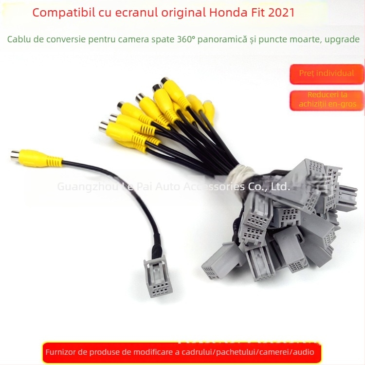 Adaptor cameră pentru vizionare înapoi la ecranul original Honda Fit, a 4-a generație — cameră panoramică pentru unghiuri moarte, 12V, plastic + metal, 30 g