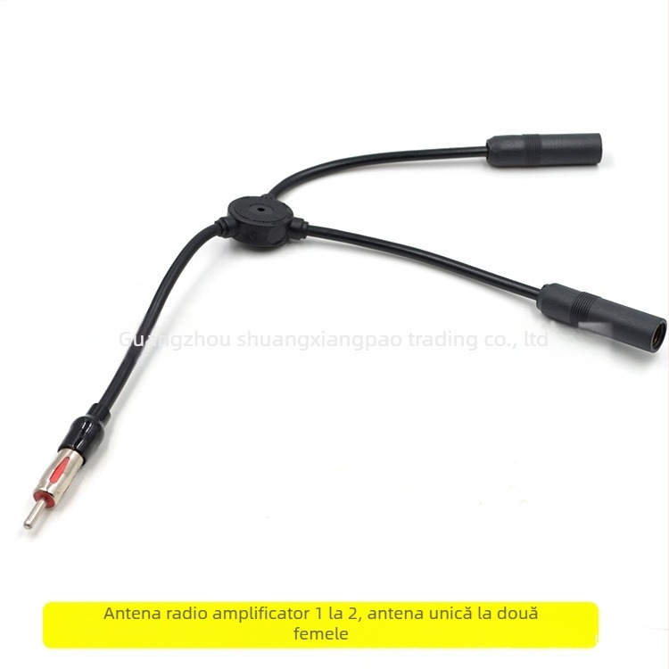 Cablu splitter pentru antenă auto, 1 la 2 antene, conector masculin la două conectori feminini