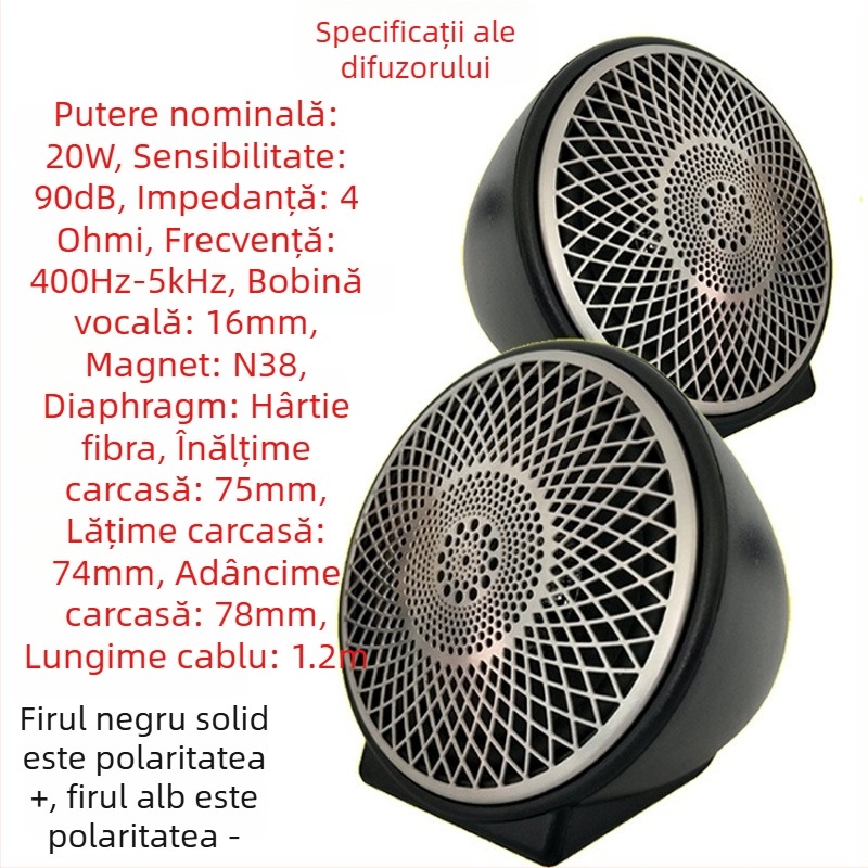 Difuzor central auto, midrange, crossover 3 căi, 20W, 0,9 kg