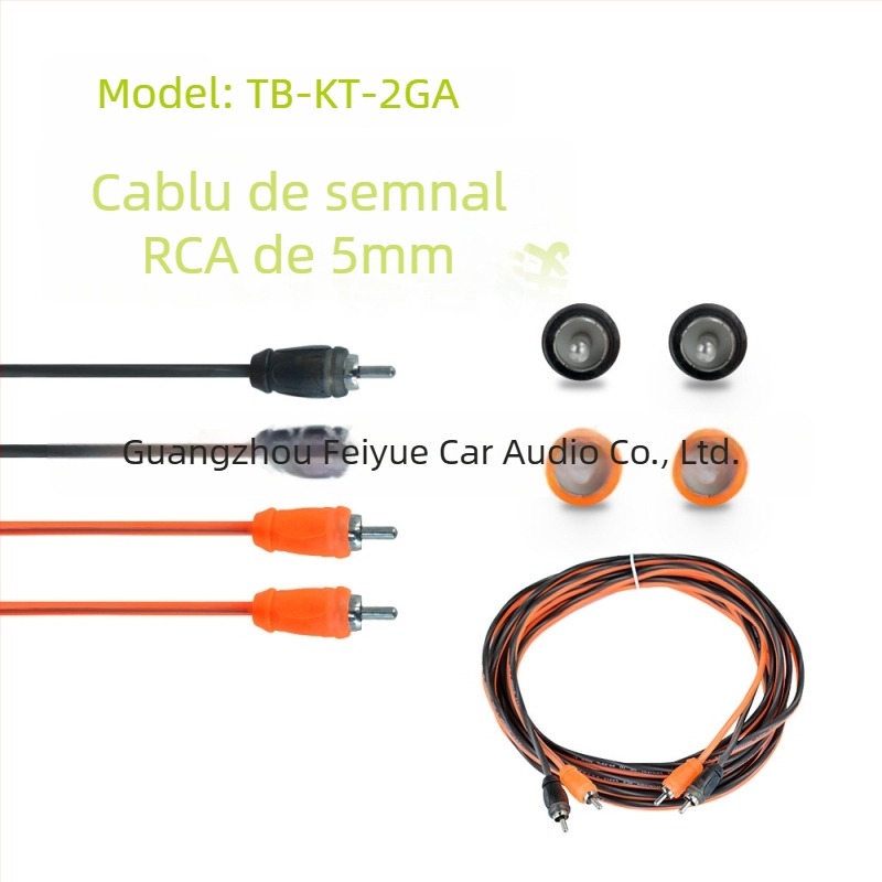 Set de cabluri pentru amplificator auto de audio, cu cabluri 2GA pentru alimentare și difuzoare, cabluri RCA pentru sunet, model Tb-kt-2ga