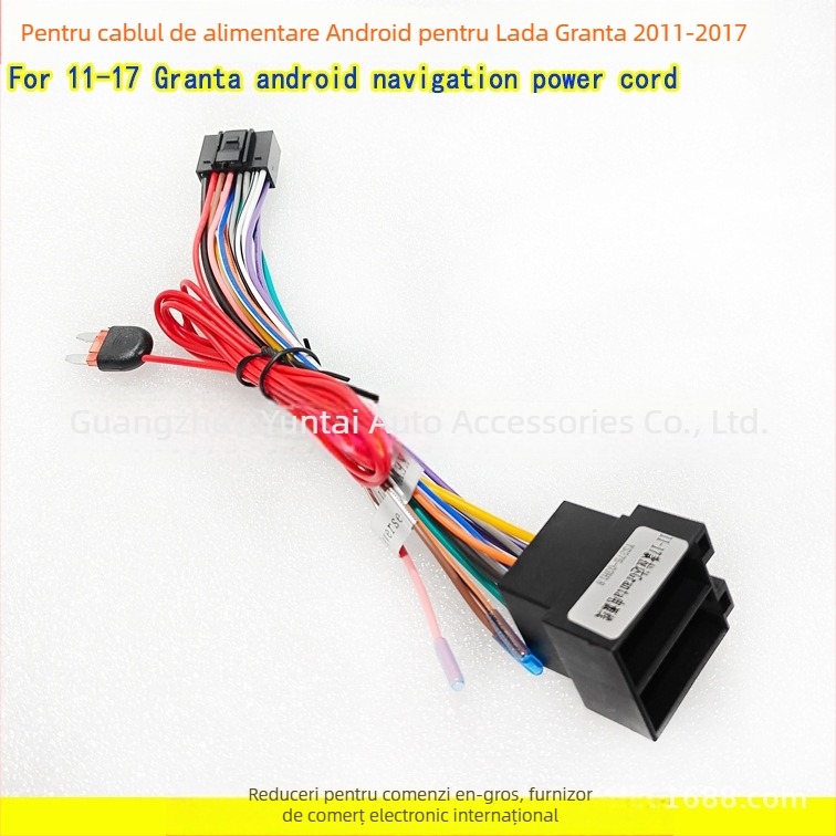 Fascicul de cabluri pentru alimentarea navigației Android în autoturismul Lada Granta (2011–2017) — modificare audio; greutate 0,5 kg; material Shuo plastic; marcă Evoresn/Yisen