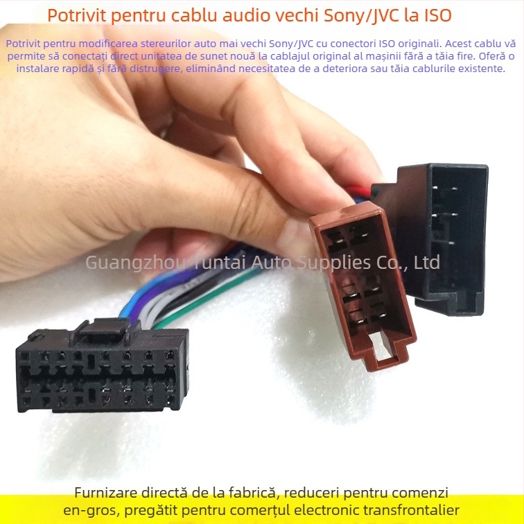 Cablu de conectare pentru sistemul audio auto JVC-01, ISO, cupru tinat, 0,06 kg, Evoresn/Yisen
