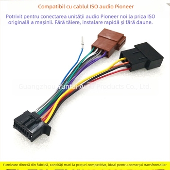 ISO Wiring Harness pentru Pioneer CD Player | Model: PIO-02; Brand: Evoresn/Yisen; Material: Cupru; Compatibil cu mașini cu priză ISO; Scop: modificare audio pentru Pioneer CD player; Greutate: 0.06 kg