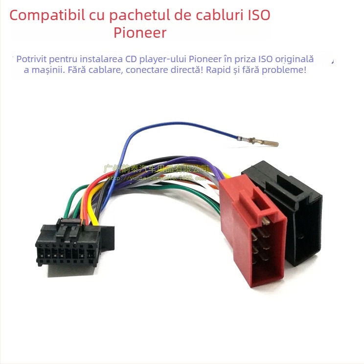 ISO Wiring Harness pentru Pioneer CD Player | Model: PIO-02; Brand: Evoresn/Yisen; Material: Cupru; Compatibil cu mașini cu priză ISO; Scop: modificare audio pentru Pioneer CD player; Greutate: 0.06 kg