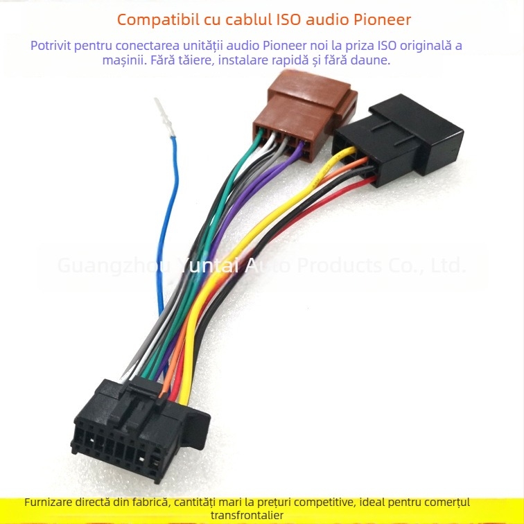 ISO Wiring Harness pentru Pioneer CD Player | Model: PIO-02; Brand: Evoresn/Yisen; Material: Cupru; Compatibil cu mașini cu priză ISO; Scop: modificare audio pentru Pioneer CD player; Greutate: 0.06 kg