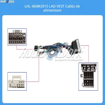 Cablu de alimentare pentru navigație Android în mașină pentru Lada Vesta 2015 — plastic + metal, 12V, pentru ecran mare