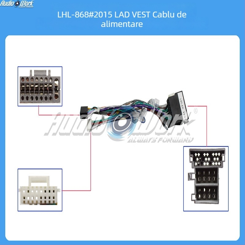 Cablu de alimentare pentru navigație Android în mașină pentru Lada Vesta 2015 — plastic + metal, 12V, pentru ecran mare