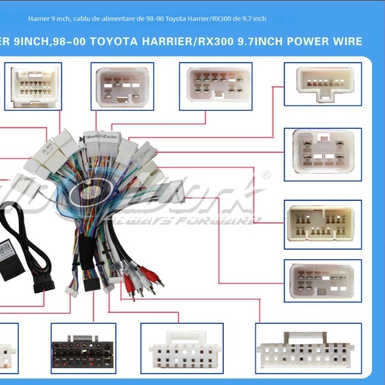 Cablu de conectare Android pentru ecranul de 9 inch al Toyota Harrier (1998–2001) – 12V, plastic + metal, compatibil Harrier/RX300 (1998–2000)