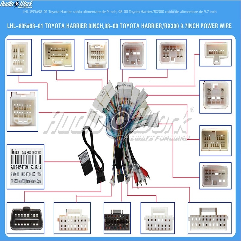 Cablu de conectare Android pentru ecranul de 9 inch al Toyota Harrier (1998–2001) – 12V, plastic + metal, compatibil Harrier/RX300 (1998–2000)