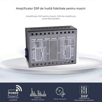 Amplificator DSP auto 4x60W, 12V, 92dB SNR pentru navigație Android universală