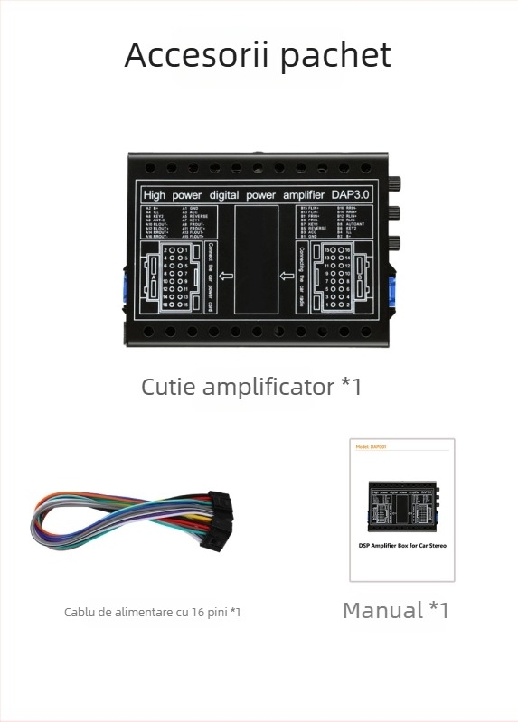 Amplificator DSP auto 4x60W, 12V, 92dB SNR pentru navigație Android universală