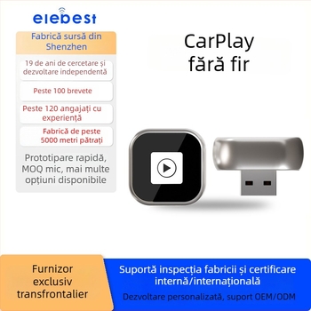 Cutie CarPlay Android Auto pentru mașină, 2 în 1, adaptor cablu spre CarPlay wireless, 60 g, aliaj de zinc, model Y6-1, compatibil cu vehiculele care acceptă CarPlay