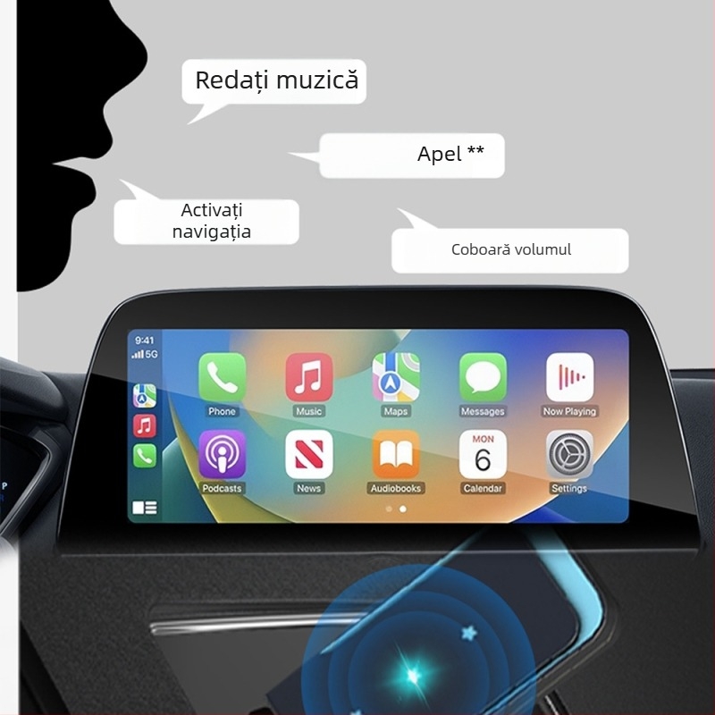 Cutie CarPlay Android Auto pentru mașină, 2 în 1, adaptor cablu spre CarPlay wireless, 60 g, aliaj de zinc, model Y6-1, compatibil cu vehiculele care acceptă CarPlay