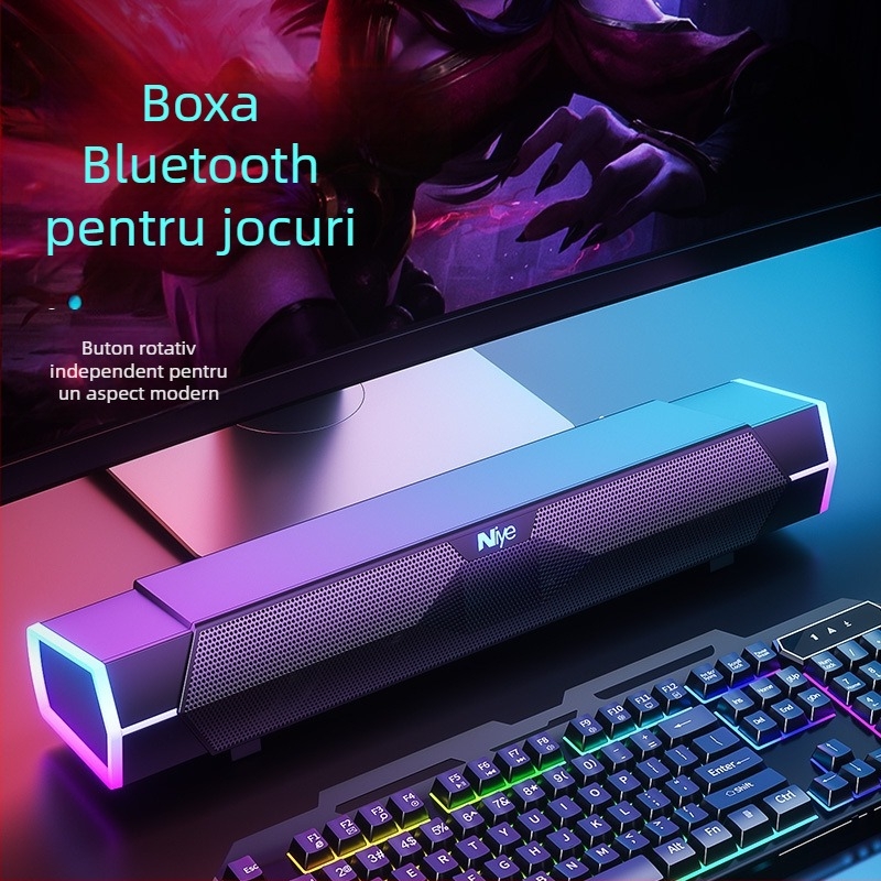 Sistem audio Bluetooth pentru desktop cu subwoofer – 2 difuzoare, 6W, Bluetooth 5.0, 100Hz–20kHz, SNR ≥60dB, IPX5