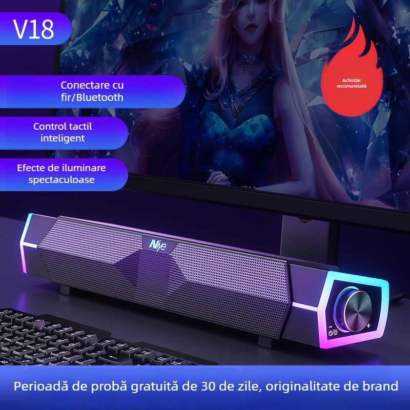 Sistem audio Bluetooth pentru desktop cu subwoofer – 2 difuzoare, 6W, Bluetooth 5.0, 100Hz–20kHz, SNR ≥60dB, IPX5