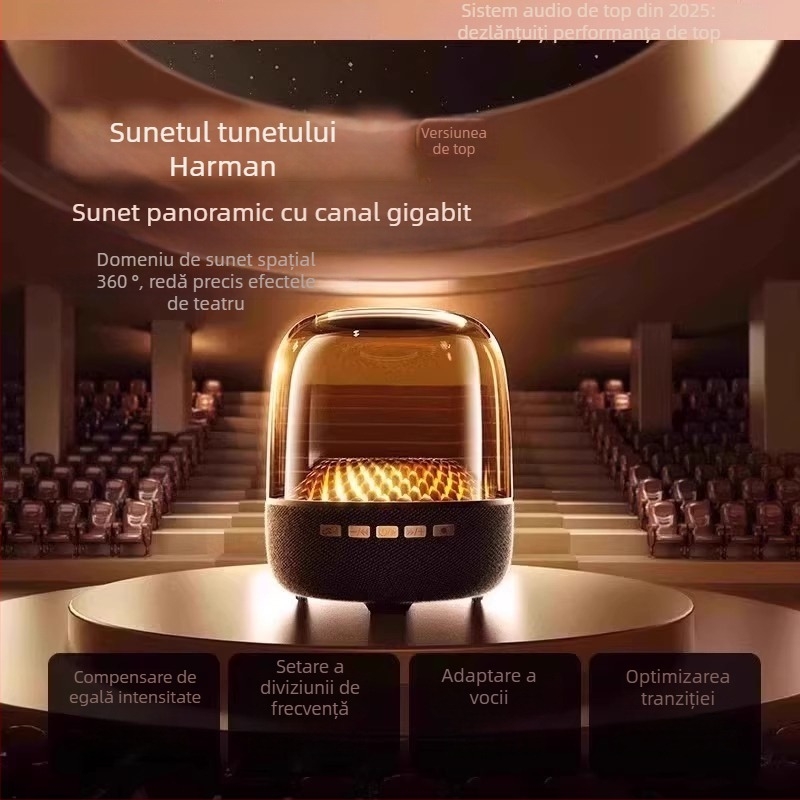 Difuzor Bluetooth, baterie încorporată 1000–1200 mAh; versiune Bluetooth 5.0; putere nominală 3W; răspuns în frecvență 60 Hz–15 kHz; SNR ≥70 dB