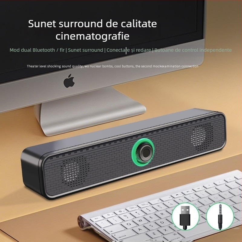 Difuzoare pentru calculator USB, cablate, stereo 2.0, 3W, 40Hz-20kHz, jack 3,5 mm