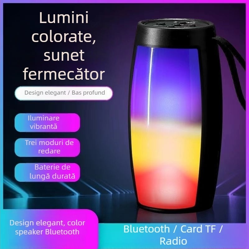 Boxă Bluetooth cu intrări USB și card microSD; IPX4 rezistent la apă; 40Hz-20kHz; SNR ≥100dB; baterie încorporată 1200-2000mAh