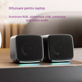 Boxe desktop cu subwoofer — 2.0 canale, putere 6W, alimentare USB, intrare 3,5 mm, intervală de frecvență 40 Hz–20 kHz