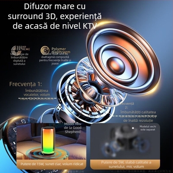 Difuzor Bluetooth cu Berlin Sound, fără fir, carcasă din sticlă, pentru interior și exterior