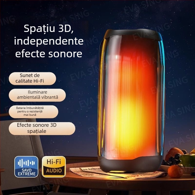 Difuzor Bluetooth cu Berlin Sound, fără fir, carcasă din sticlă, pentru interior și exterior