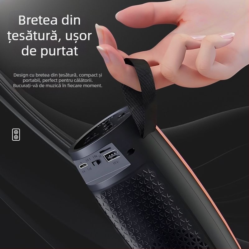 Boxa Bluetooth pentru exterior și acasă, stereo portabil, impermeabil IPX7, USB/TF card, 100Hz-20kHz, SNR ≥70dB